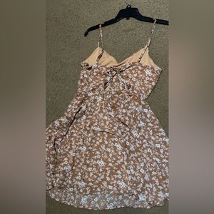 Papaya mini floral, silky, flowy dress